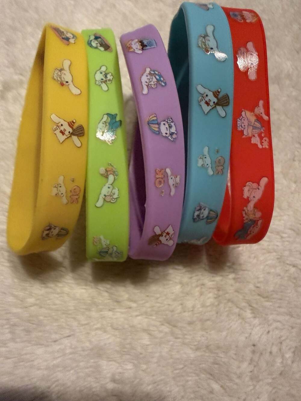 Cinnamoroll Silicone Wristbands Bracelets Assorted Colors 5-Piece Set